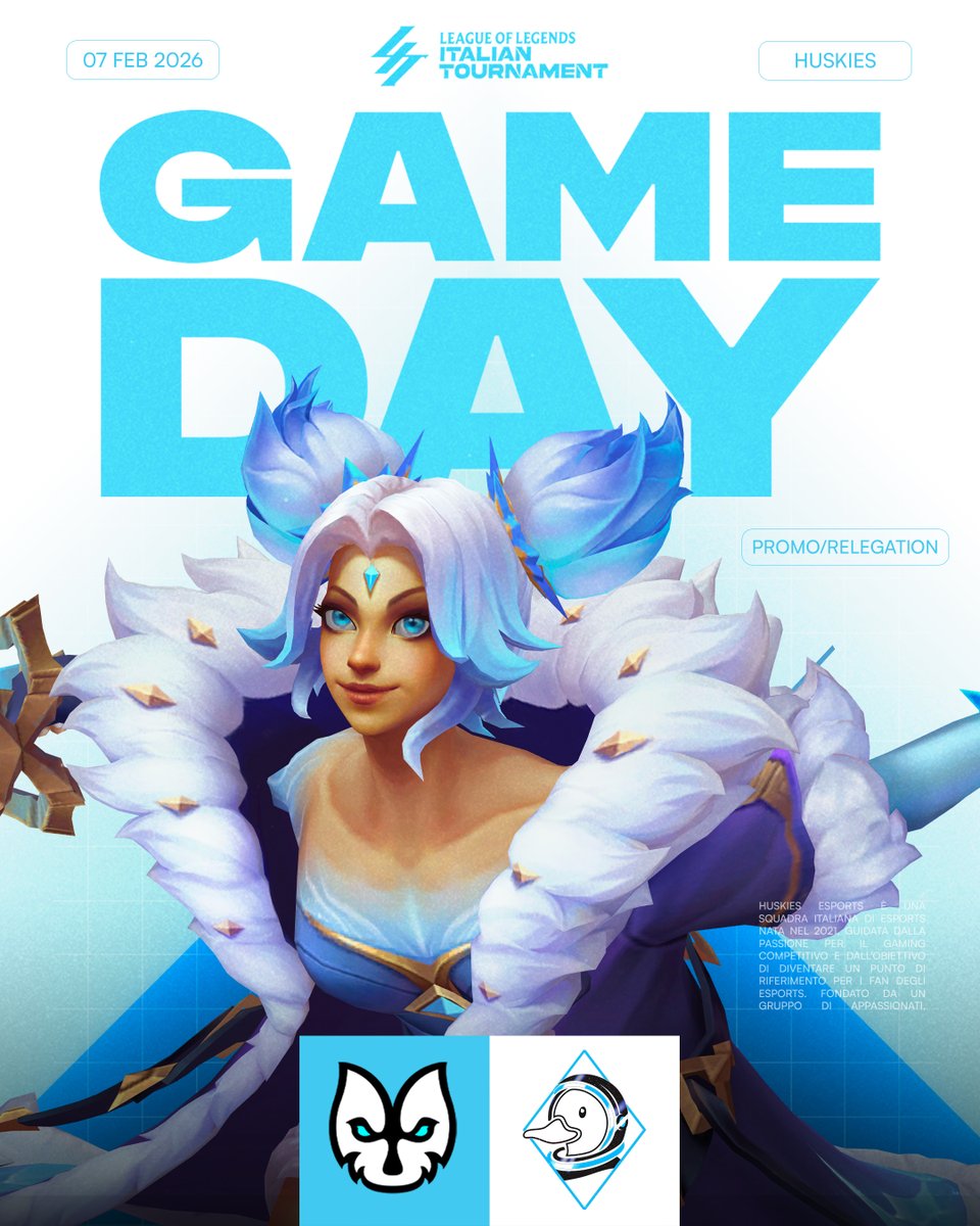 huskies_esports's tweet image. IT'S TIME! ⏰

HUSKIES vs Astroduck - 6 PM CET

LIT PROMO/Relegation | Ready to fight #GoHuskies 💙🐺

📺 twitch.tv/litofficial
🎮 POV: twitch.tv/sheshwa_tv

@lit_official_it @PGEsportsIT #LIT #LoL #eSports