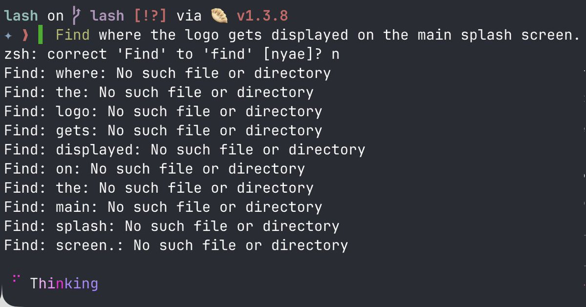"find" is a real shell command, but we detect if an error has natural language and call the agent