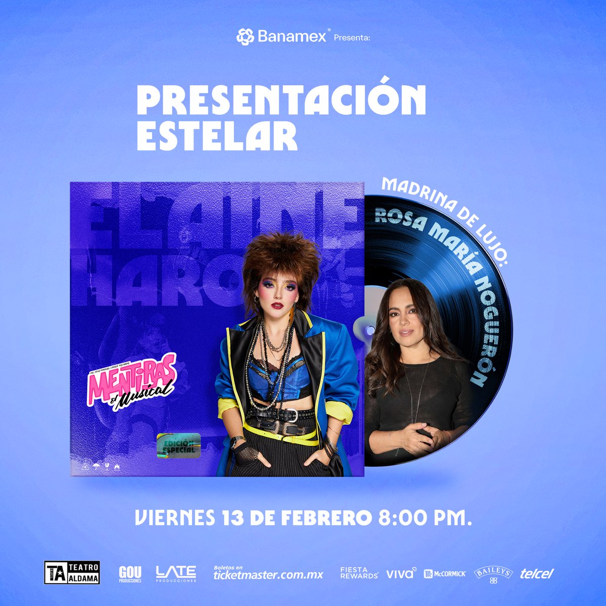 Oficialmentiras's tweet image. ¡El momento llegó! La función estelar de @ElaineHaroMusic como Yuri en #MentirasElMusical. 💙⚡️

Una estrella de México con una voz impresionante y talento sorprendente en una noche inolvidable. 🎶🌙

Y aún mejor, junto a su madrina de súper lujo, @ronogueron.💋