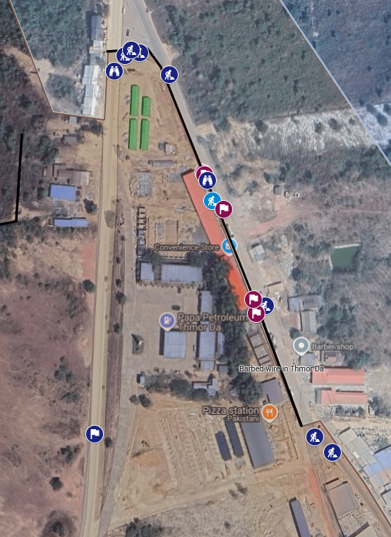 12.13459, 102.73338

On the morning of 7 February 2026, containers were placed in Thmor Da, blocking access to several shophouses. This comes after barbed wire previously placed there was briefly removed in January by civilians.

<a href="/FaytuksNetwork/">Faytuks Network</a> <a href="/GeoConfirmed/">GeoConfirmed</a>