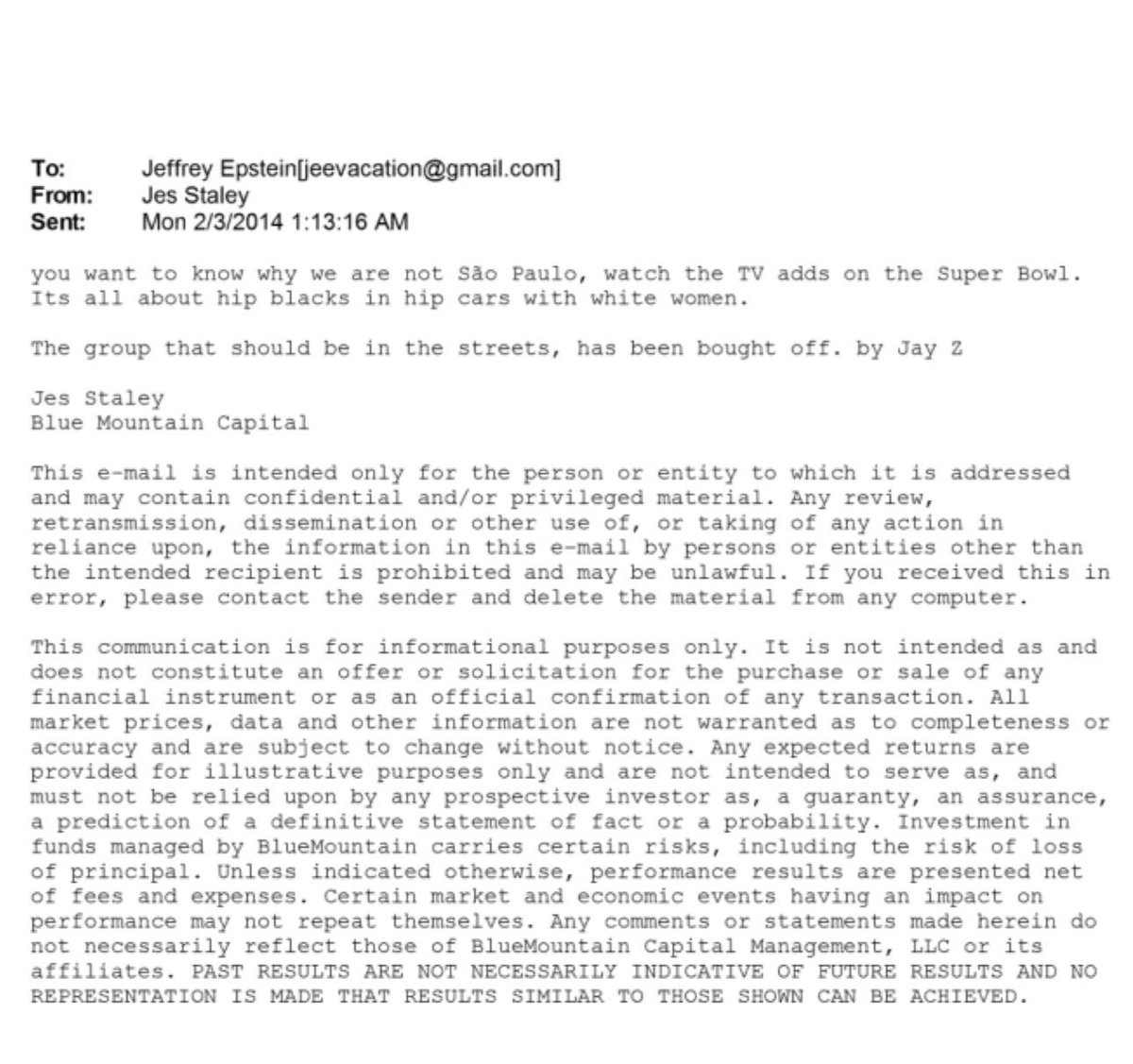 NEW:

🇺🇸 The CEO of Barclays laughs together with Epstein in an email that the masses are busy with circuses instead of getting out on the streets and overthrow the financial elite.