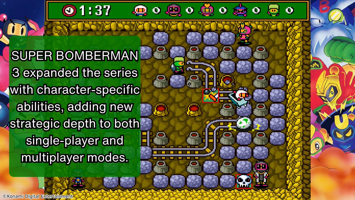 Konami's tweet photo. To celebrate the digital release of SUPER BOMBERMAN COLLECTION today, here are some 💥BOMB💥 facts about the series! 🎉 https://t.co/xmhNNFcGHZ