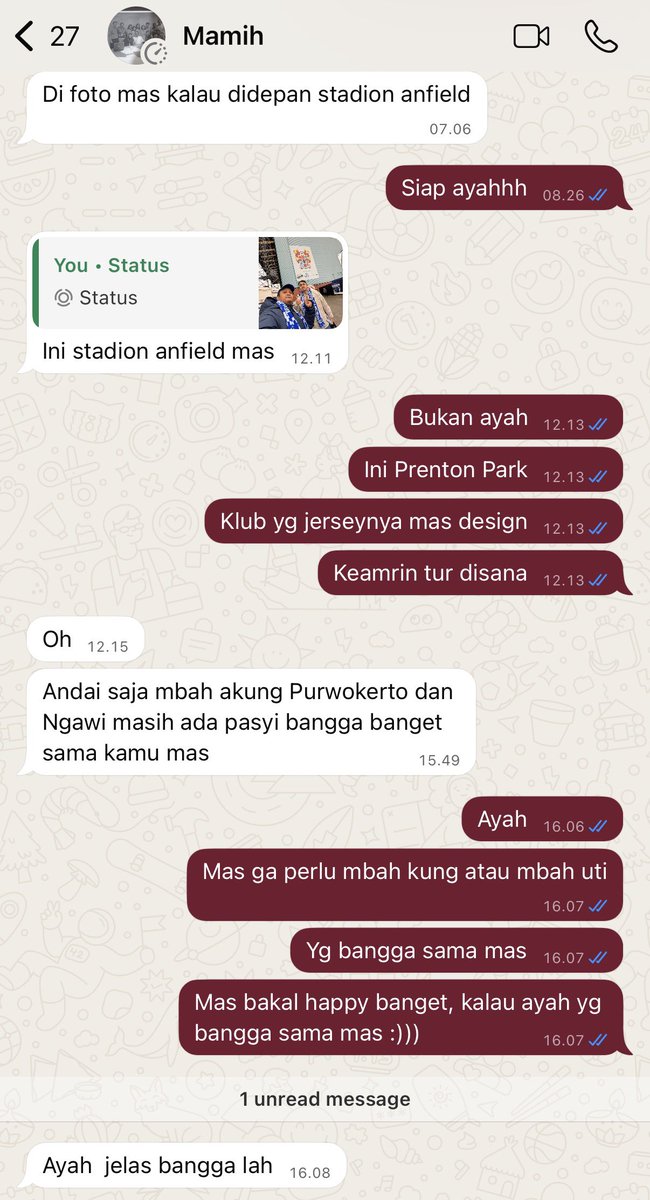 my dad made my day :’))) kalau kalian nanya kok namanya mamih, iya ayah sejak mamih meninggal pake nomor mamih, hehe