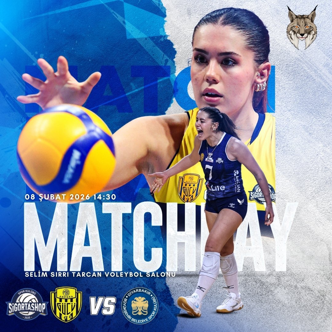 esdatask's tweet photo. MAÇ GÜNÜ 🔥🏐
Sigorta Shop MKE Ankaragücü 🆚 Diyarbakır BBSK
📅 08 Şubat 2026
⏰ 14:30
📍Selim Sırrı Tarcan Voleybol Salonu
📺 Canlı Yayın: TVF Voleybol TV

#sigortashopmkeankaragucsk #powerisyours https://t.co/MWu0Xgc6wN