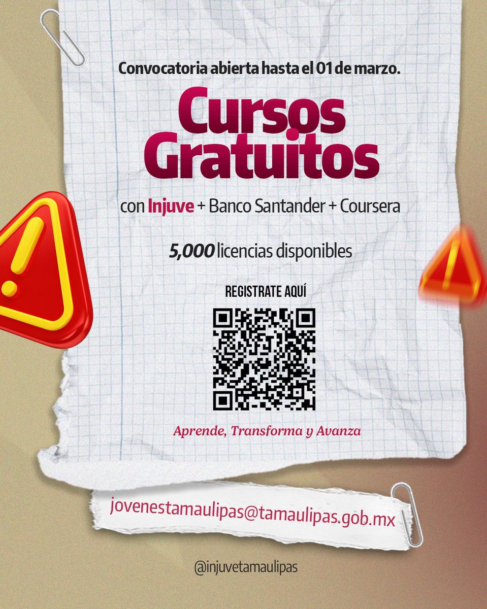 ¡Creemos en ti y en tu talento! ✨

El <a href="/gobtam/">Gobierno Tamaulipas</a> y Banco <a href="/Santander/">Santander</a> te invitan a ser parte del Curso Santander–Juventud que Innova, una oportunidad para fortalecer tus habilidades y conocimientos con una beca a través de Santander Open Academy. 🚀💡

#injuvetamps