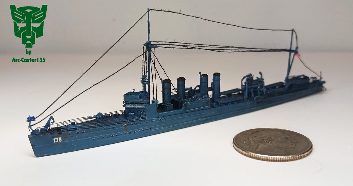 ArcCaster135's tweet photo. #Flyhawk 1/700 USS Ward
5/5
This was a fantastic little kit. It came with a ton of PE parts despite it being my smallest destroyer to-date. As a WW1 ship, she really brings a lot of design diversity to my growing fleet of destroyers.😁
#JFFCancerResearch https://t.co/6fH8zwvZNe