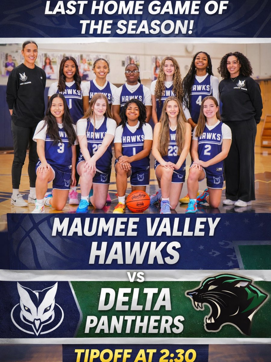 mvcds_gb's tweet photo. Today at 2:30 the hawks will play their final home game of the regular season, come out to support as they take on the Delta panthers!! 🦅
#legacy #mvcds #home #womensbasketball https://t.co/FSxY0Tiba3