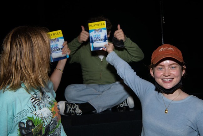 Nadia_SSlover's tweet photo. Now that's true friend supporting true friends (Sadie and Maya surprised Gaten on his open night of Dear Evan Hansen!) https://t.co/CdQ0meJSMl