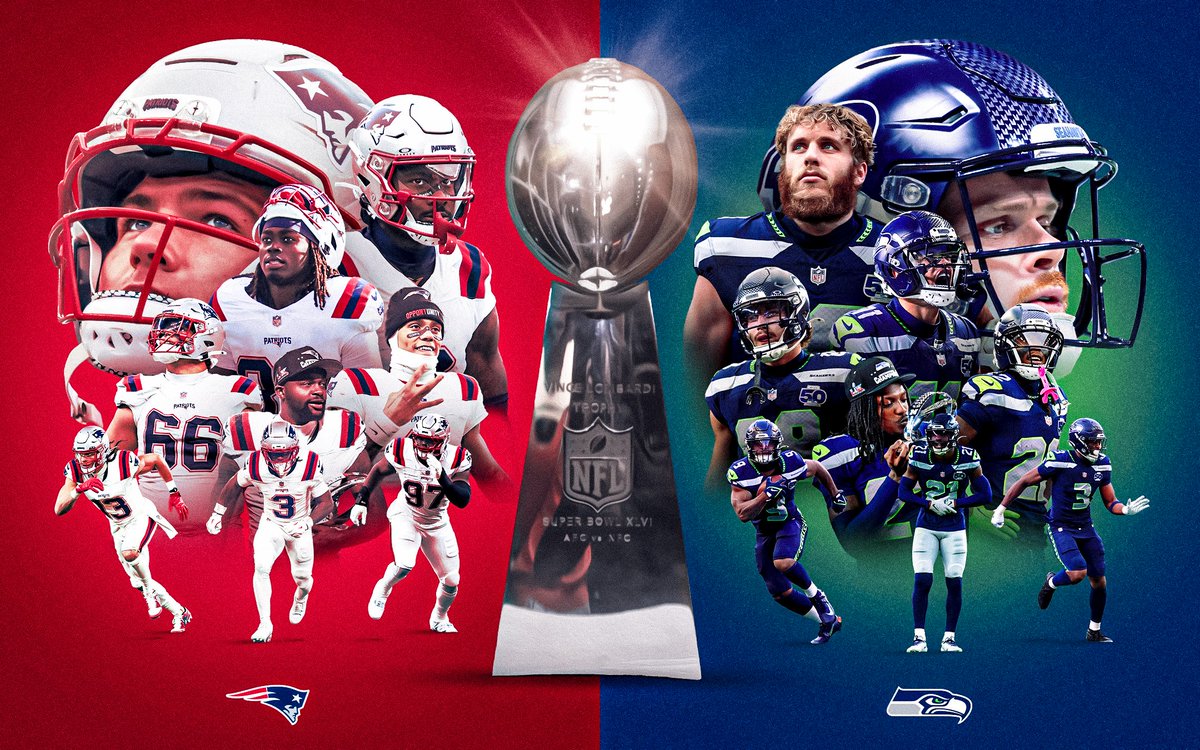 SkySportsNFL's tweet image. The NFL is down to its final two as the New England Patriots face the Seattle Seahawks at Super Bowl 60 🏈 🏆

Watch live on Sky Sports NFL from 10pm on Sunday, with kickoff at 11.30pm 📺