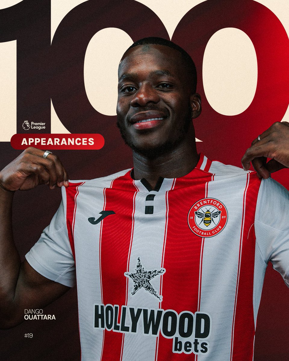 BrentfordFC's tweet photo. 🇧🇫 100 up for Dango Ouattara in the Premier League ❤️💚 https://t.co/AAy090f4E4