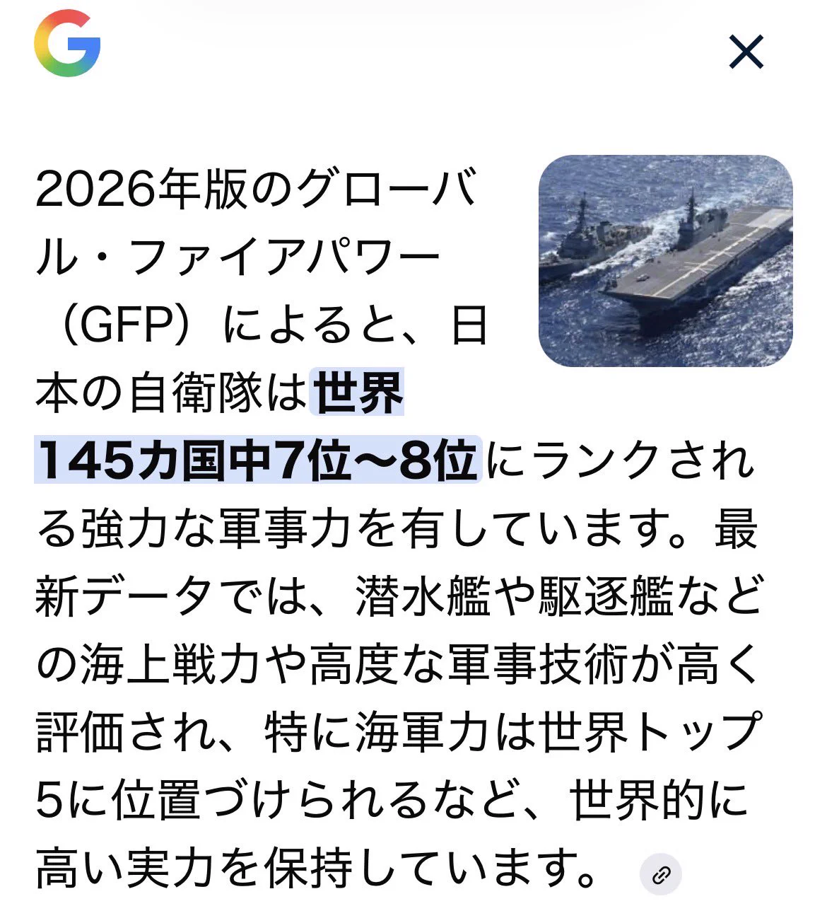 今の日本の軍事力