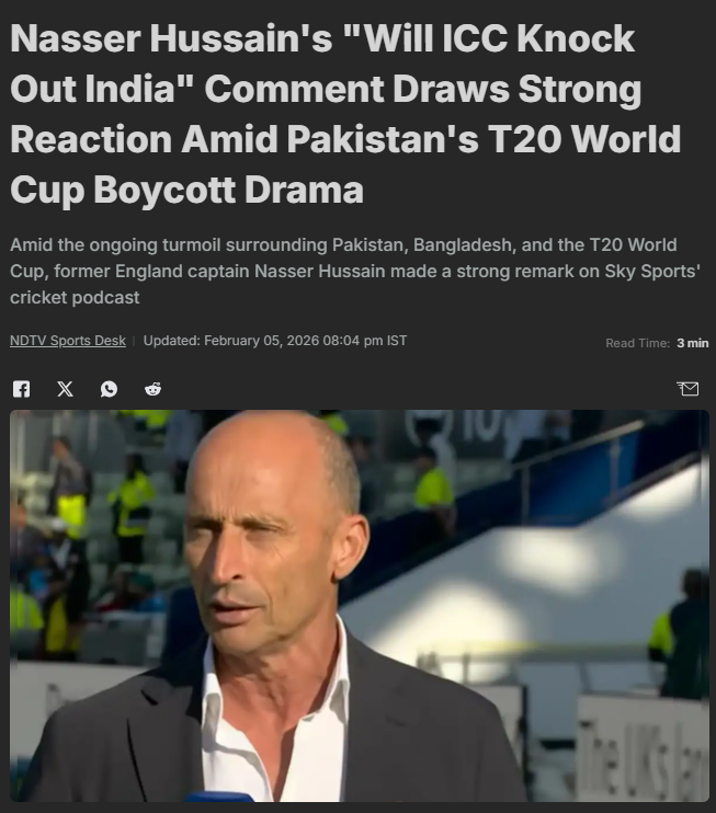 sagarjv's tweet photo. If #Hypocrisy has a face, then it would be @nassercricket ! 

#IndianCricket #WorldCup2026 #IndiaCricket @BCCI https://t.co/0EOhm5ehLI