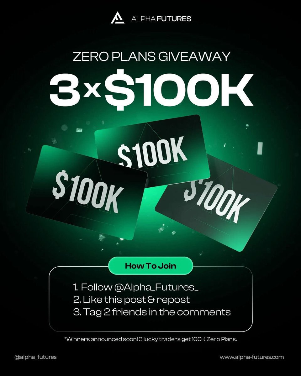 3 × $100k challenges giveaway🧨
In partnership with Alpha Futures !

Steps;
✅Follow <a href="/birsah_fx01/">BIRSAH</a>
<a href="/TRADERS_LONGE/">TRADERS LOUNGE</a> <a href="/aryamanfx/">Aryaman Sah Kanu</a>

✅Like , Repost &amp; Comment *100k*

✅Join:discord.gg/Ym9Z9WYZM8