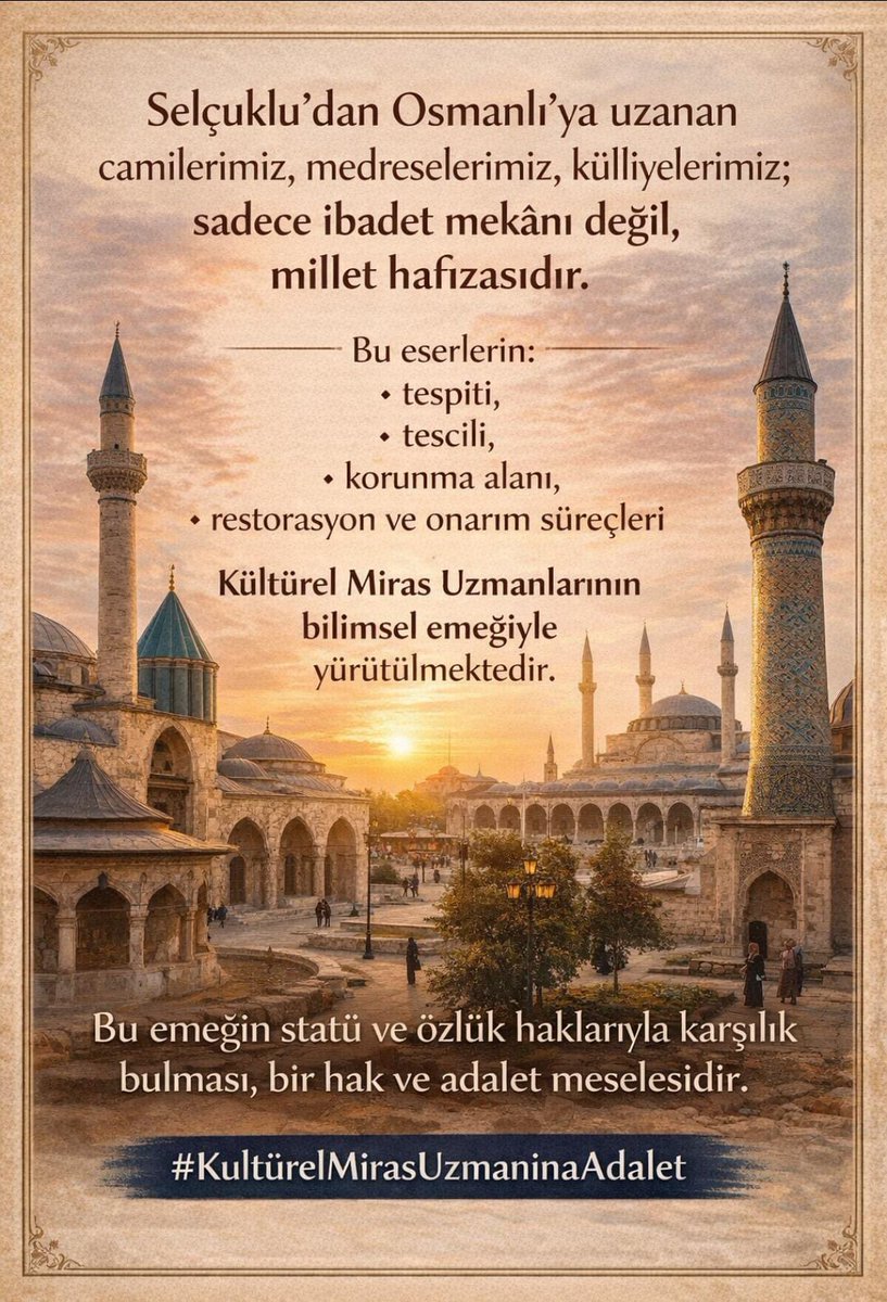 Kemalcibuk76's tweet photo. Sayın Cumhurbaşkanı Başdanışmanı ve Van Milletvekili Gülşen Orhan(@gulsenorhan),
Kültürel Miras Uzmanlarının (arkeolog,sanattarihçisi,müze araştırmacısı)statüveekgösterge adaletsizliği artık çözümbekliyor.
Buhaklımeselenintakipçisi olmanızıbekliyoruz.
#KültürelMirasUzmanınaAdalet https://t.co/2p4E6qdGMf