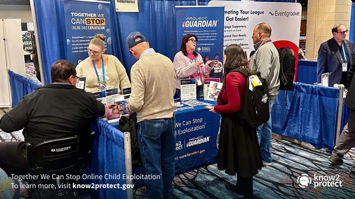 Know2Protect's tweet photo. Know2Protect is at the @LittleLeague International Congress, equipping coaches, officials and volunteers to help keep kids and teens safe online.
This week, #ProjectiGuardian is teaching trusted adults how to protect young athletes from online exploitation.
Every adult’s involvement matters to keep the next generation safe. #LittleLeagueCongress #Know2Protect