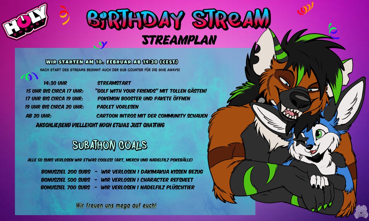 FinnyFennec's tweet photo. Heyhoooo ihr Lümmel!

Am 10.02. feiern wir meinen Bday auf unserem Kanal.

Viele Gäste, Giveaways, gute Musik, Nostalgie, Gaming und mehr.

Einschalten und Spaß mit uns haben!

#Twitch #VTuber #Furry #Naschgetiere #Holysquad

https://t.co/4w4Mjqvma9 https://t.co/4LariQSoEF