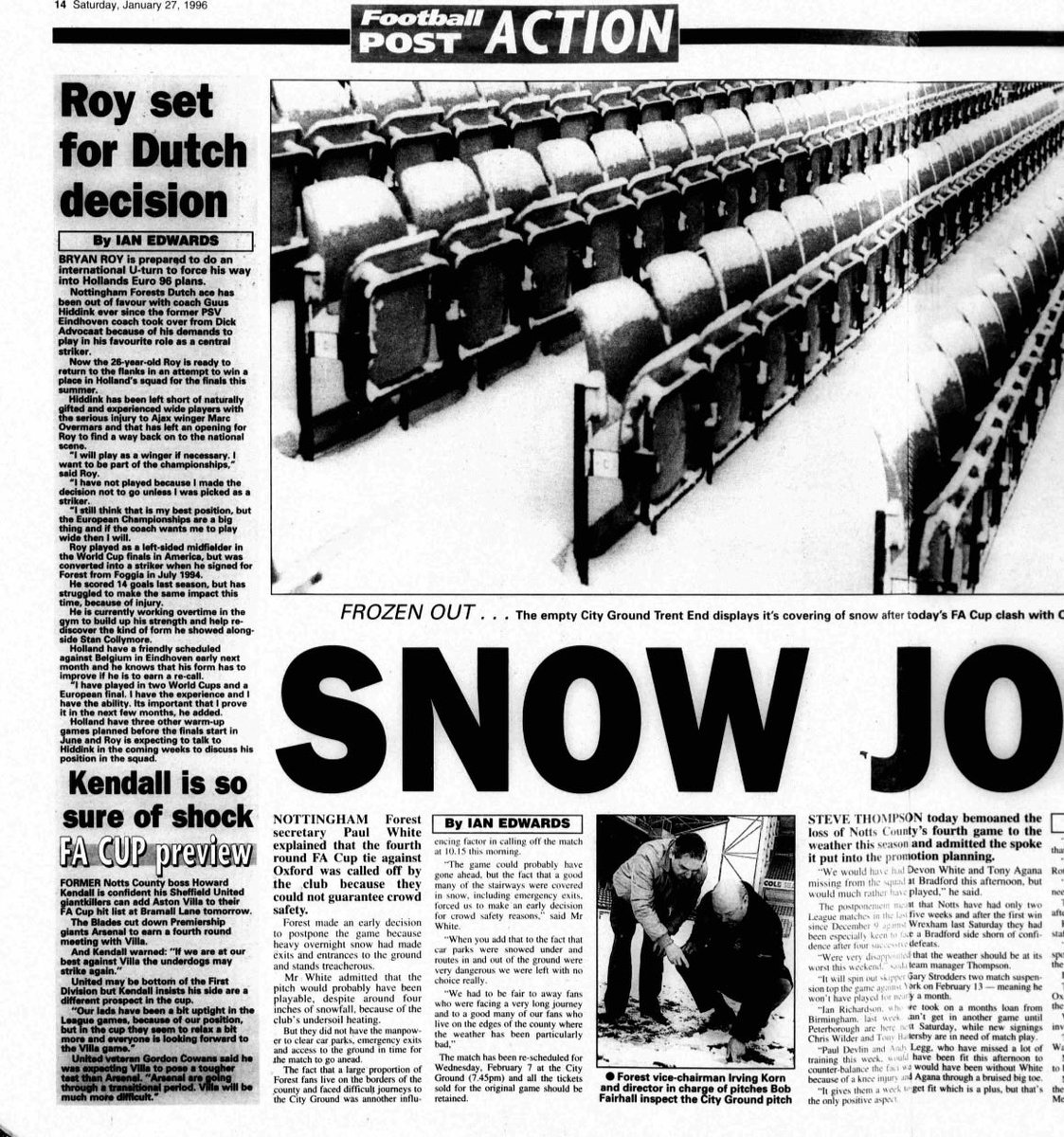 Forest in FA Cup action this afternoon against Oxford. This should gave been played last Saturday but the snow put paid to that.