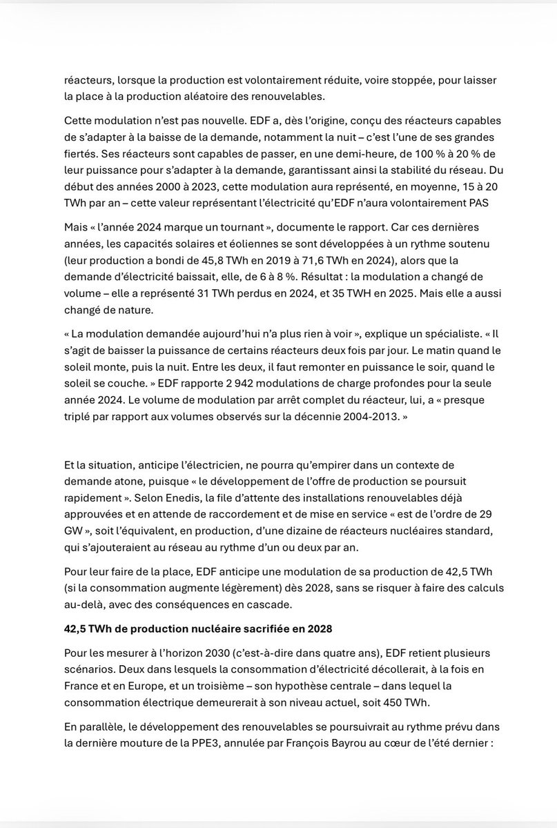 AlexandreJardin's tweet photo. ALERTE / SOUS HAUTE TENSION /A LIRE D’URGENCE 
Électricité : un rapport confidentiel d’EDF anticipe une explosion des coûts et des risques
«@LePoint » s’est procuré le rapport interne d’EDF sur les conséquences de la
modulation de son parc nucléaire pour faire place aux renouvelables. Un document
explosif, alors que le gouvernement s’apprête à publier sa Programmation Pluriannuelle
de l’énergie (PPE).
Par @GeWoessner 
Publié le 07/02/2026 à 08h30
