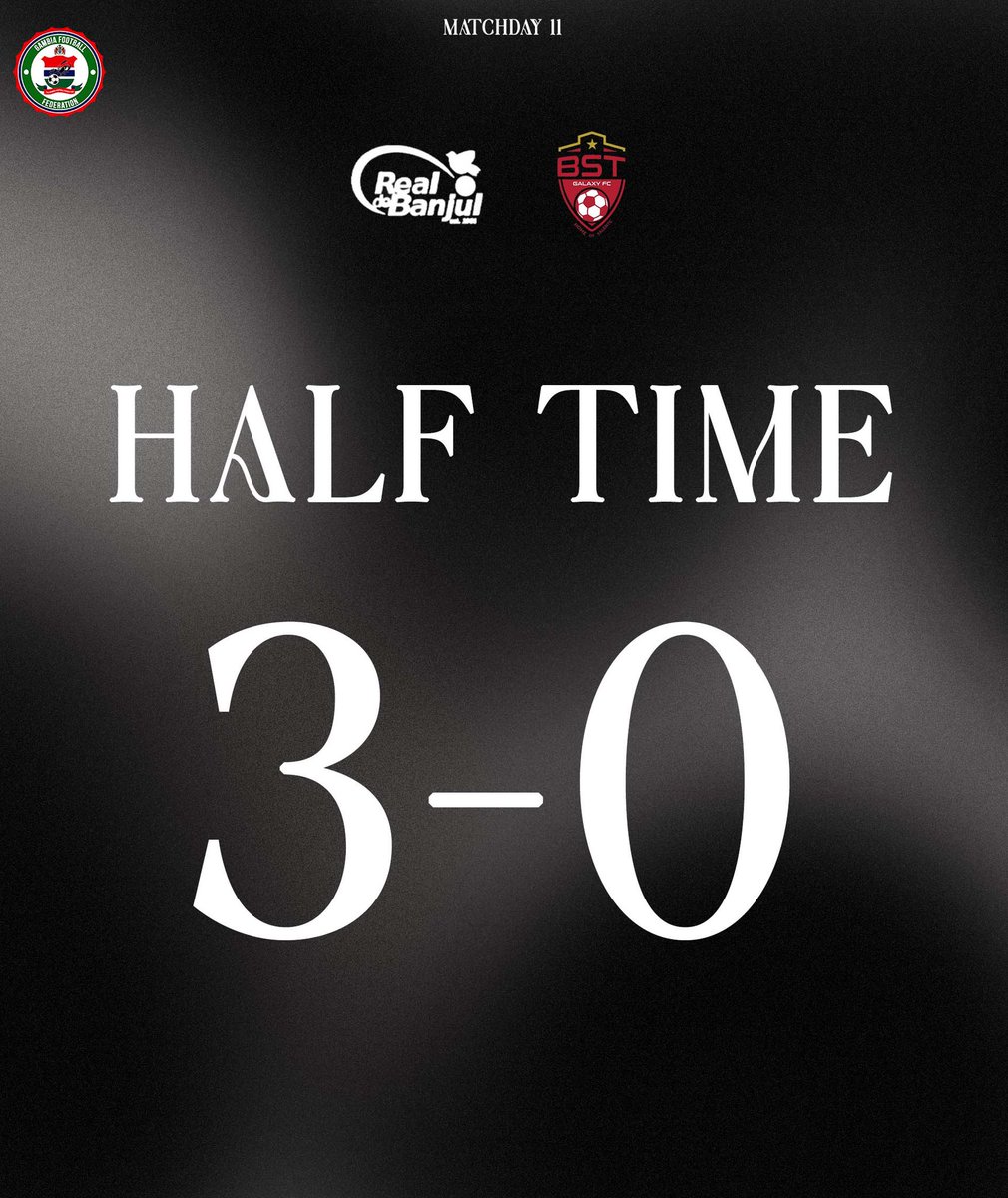 RealDeBanjulFC's tweet photo. Half-Time. A comfortable first half lead 🤍💪🏽!

#rdbbst #gffleague #lydsa #cityboys #realdebanjul https://t.co/CPRxS0cGUt