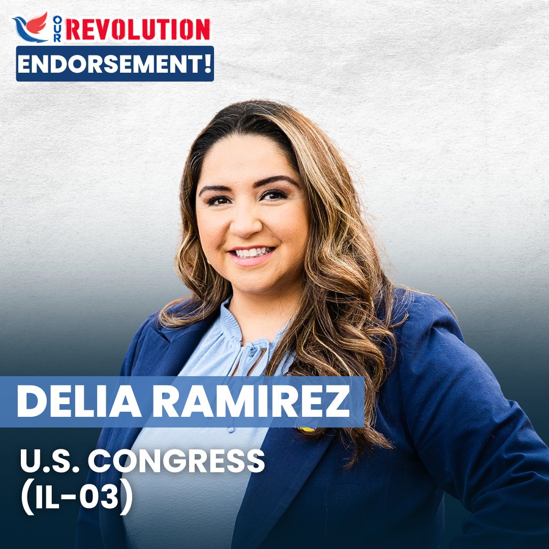 Delia Ramirez for reelection to Congress! 
<a href="/repdeliaramirez/">Congresswoman Delia C. Ramirez</a> doesn’t just talk about justice — she delivers. From fighting for immigrant rights to Medicare for All to taking on corporate power and billionaire influence, she’s a proven partner in our movement and a signer of the