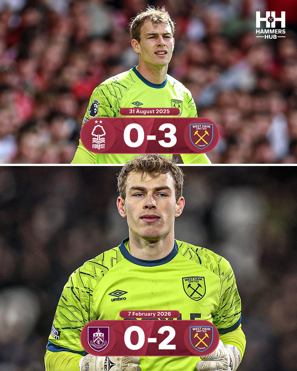 HammersHubWHUFC's tweet photo. West Ham have kept their first clean sheet since beating Forest 3-0 in August 2025. ⚒️

That means Mads Hermansen is the only West Ham goalkeeper with a clean sheet this season — despite playing just 6 games (2 clean sheets).

Areola: 21 games, 0 clean sheets. https://t.co/QM6V5X95Ip