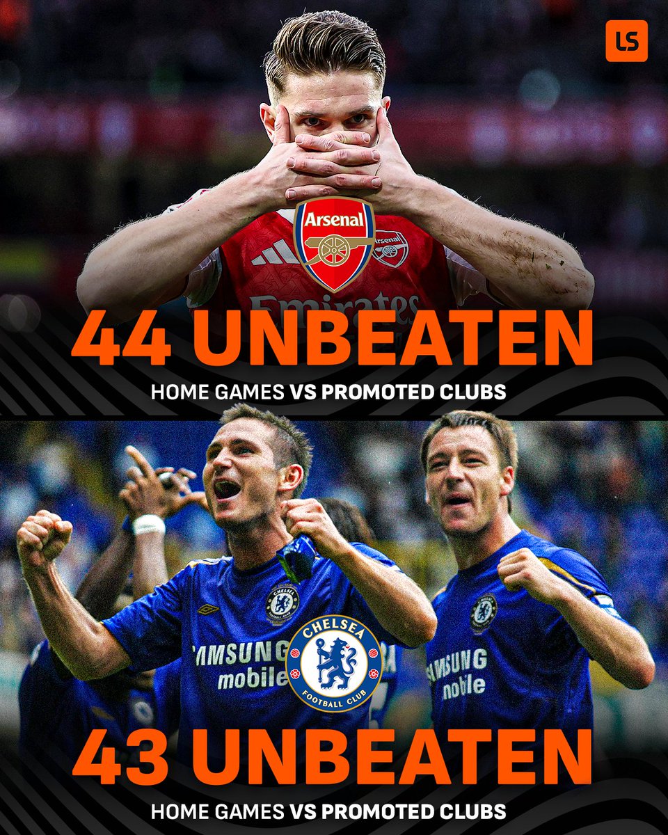Arsenal now have the longest unbeaten run at home against promoted sides in Premier League history 🏟️🔴

Arteta's side snatch Chelsea's record from 2015 💪