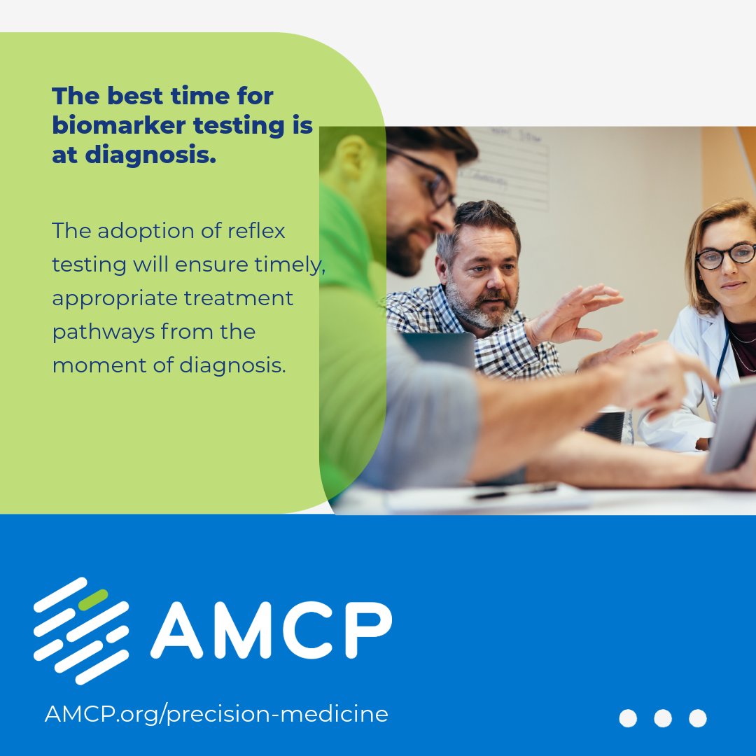 amcporg's tweet image. The clock starts at diagnosis.

Reflex biomarker testing helps get the right information in hand earlier. Treatment planning can move forward without unnecessary delays.

Explore AMCP's Precision Medicine Initiative: hubs.li/Q0421YQl0

#PrecisionMedicine #WeAreMCPs