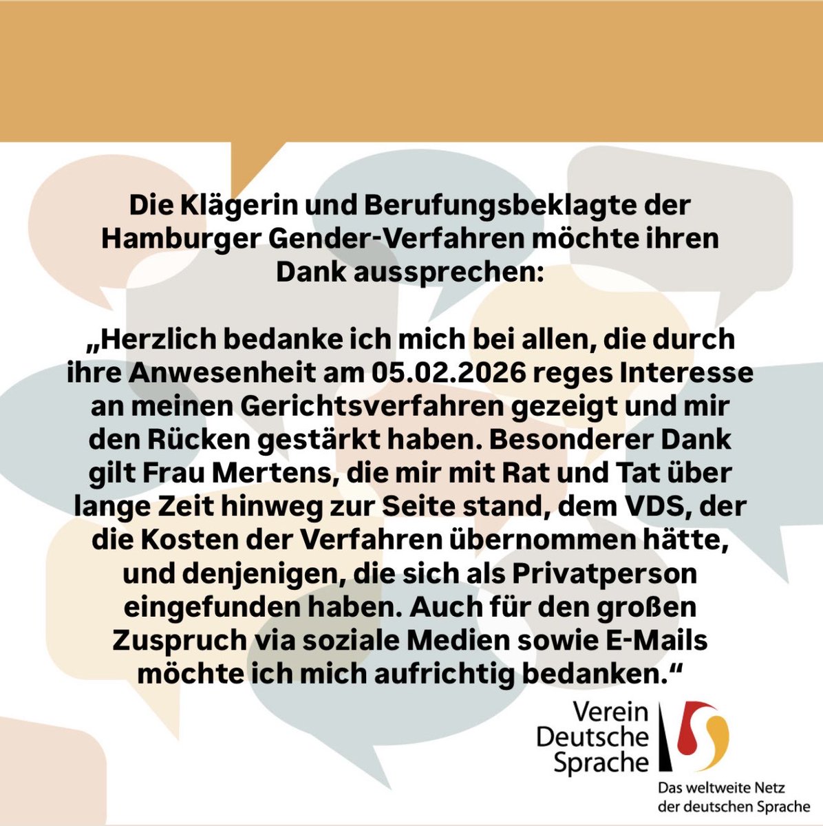 Heute erreichten uns diese Worte der Klägerin, die gegen ihre Abmahnungen und die anschl. Kündigung vorgegangen ist. Wir sind froh, dass wir gemeinsam deutlich machen konnten, dass es richtig und wichtig ist, sich zu wehren, wenn jemand eine falsche Sprache von einem verlangt.