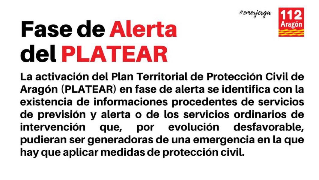 112Aragon's tweet photo. Activado el Plan Territorial de #ProtecciónCivil de #Aragón (#PLATEAR) en fase de alerta desde las 00:00 del 08/02/2026, en previsión de situaciones de riesgo importantes durante las elecciones a las Cortes de Aragón de mañana. https://t.co/XTtQRhjEII