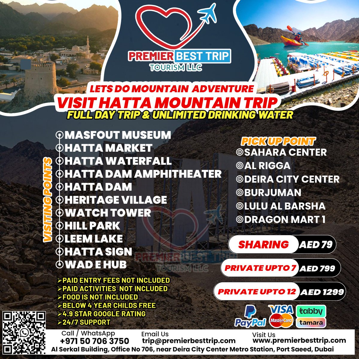 premierbesttrip's tweet photo. 𝗛���𝘁𝘁𝗮 𝗠𝗼𝘂𝗻𝘁𝗮𝗶𝗻 𝗙𝘂𝗹𝗹 𝗗𝗮𝘆 𝗧𝗿𝗶𝗽 – 𝗢𝗻𝗹𝘆 𝗔𝗘𝗗 𝟳𝟵! 🇦🇪🌄

#HattaMountain #HattaTrip #HattaDam #DubaiWeekend #ExploreUAE #DubaiTour #UAELife #FamilyTrip #AdventureTime #NatureEscape #WeekendVibes #DubaiDeals #BudgetTravel #VisitHatta  #PremierBestTrip https://t.co/SfqgUr9V3j