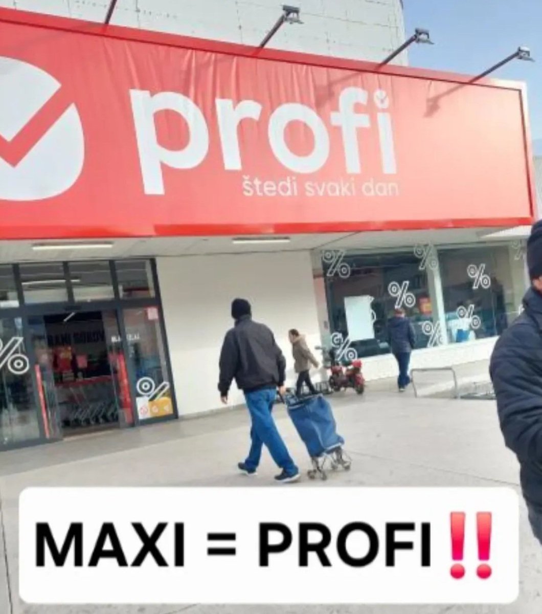 U nekim gradovima, Profi je zamenio Maxi objekte‼️

Da ne bude zabune, to je ista firma, Delez radi zamenu brenda, pa čisto da se zna, u vezi sa bojkotom, da je Profi Delezov.