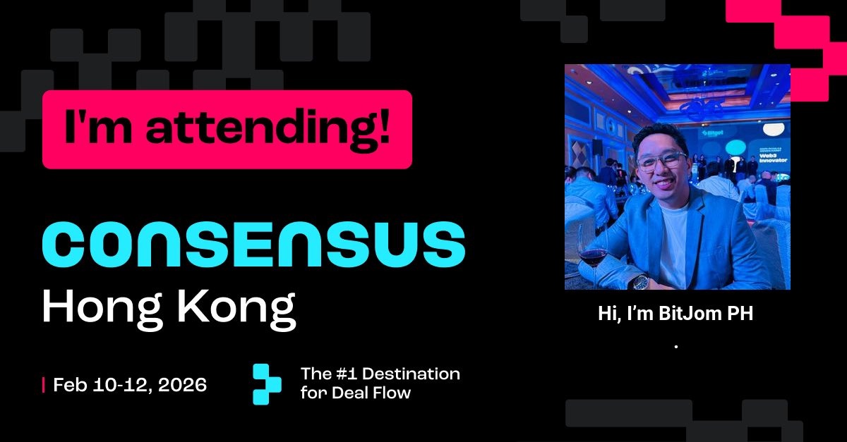 BitJomPH's tweet photo. It’s official, I’m going to Consensus Hong Kong by CoinDesk https://t.co/Gp3rv11ony

Meet me in Hong Kong for panels, parties, and power moves at Asia’s Most Influential Crypto Event. #ConsensusHK https://t.co/FwKvMXXBBC