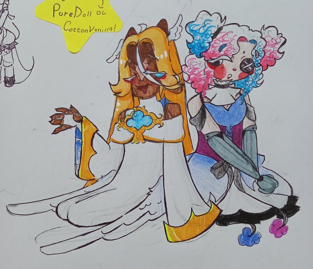 NillystellaS2's tweet photo. OK!!! BEFORE I START A GIFT, A DRAWING OF MY OC AND PURE VANILLA:D

Meet Cotton Doll Cookie!! I had an idea of Cotton candy + Doll + Circus! So, YEAH:3
#cookierunkingdom #cookierunfanart #Ocxcanon #purevanillacookie https://t.co/InwwMEqyCF