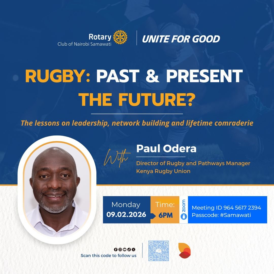 RcSamawati's tweet photo. We are privileged to host Paul Odera, a veteran and leader of this game. He'll share he's 20+ years of experience on the game both locally and on the international stage. 
@Rotary @d9212 @Rotaract_D9212 @WKahiu @OFFICIALKRU @WorldRugby @UWConline
#UniteForGood 
#RCNS@5 https://t.co/YLLzHXDLYh
