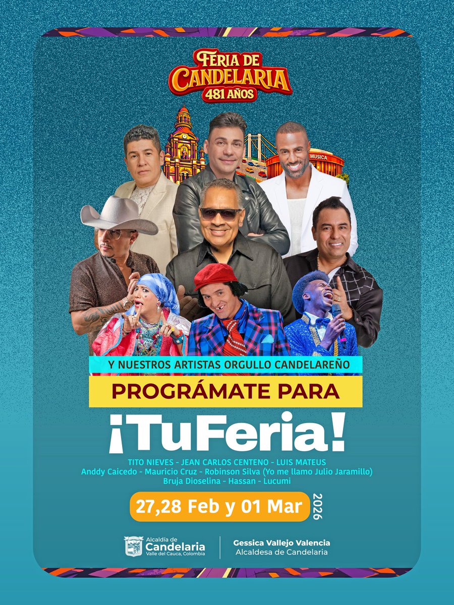 candelariagob's tweet photo. ¡Se armó la fiesta de fiestas!🎉💛💚

El talento Candelareño. Tito Nieves, Jean Carlos Centeno, Luis Mateus, Anddy Caicedo, humor y mucho más.... 

📅 27, 28 de Febrero y 1 de Marzo.

La transformación se siente y se goza en ¡Tu Feria!💛💚 https://t.co/yaQEBUeBgZ