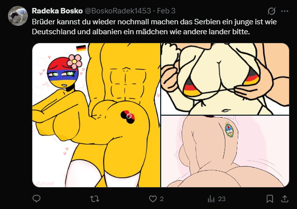 TheGermanGuy08's tweet photo. Serbia🇷🇸 x Albania🇦🇱 (part 2)
from @BoskoRadek1453
#countryhumansnsfw 
#countryhumannsfw 
#countryhumansserbia 
#countryhumansalbania https://t.co/LfHTVseoB6