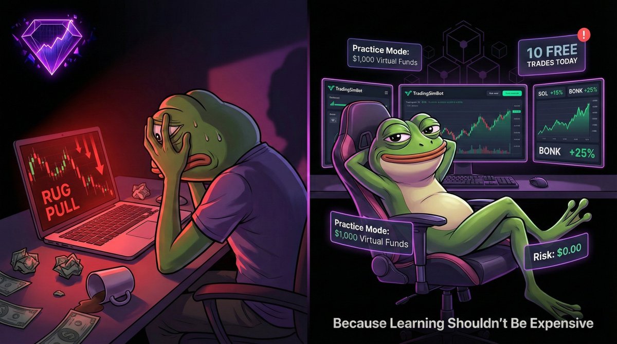 TradingSimBot's tweet photo. When you FOMO into a rug but remember: Practice makes profits. 

Simulate 10 trades today for free! 🐸
https://t.co/PMeQYxD5EE

#TradingPsychology #SolanaTrading #memecoin #Solana #PaperTrading https://t.co/SFAHYD3bEZ