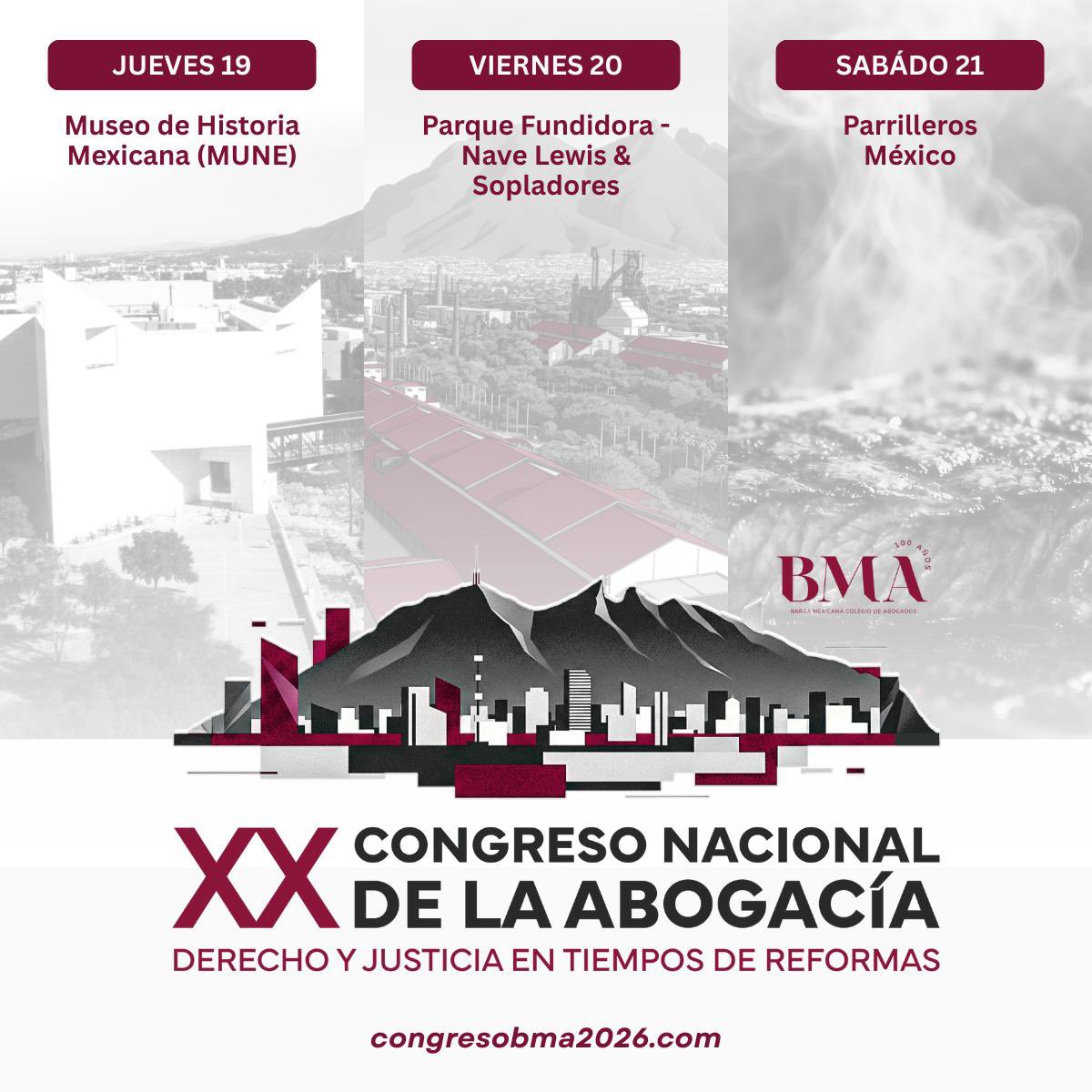 Invitamos a participar en el XX Congreso Nacional de la Abogacía, un espacio clave para analizar el derecho y la justicia en tiempos de reformas.

#BMAOaxaca #CongresoBMA2026