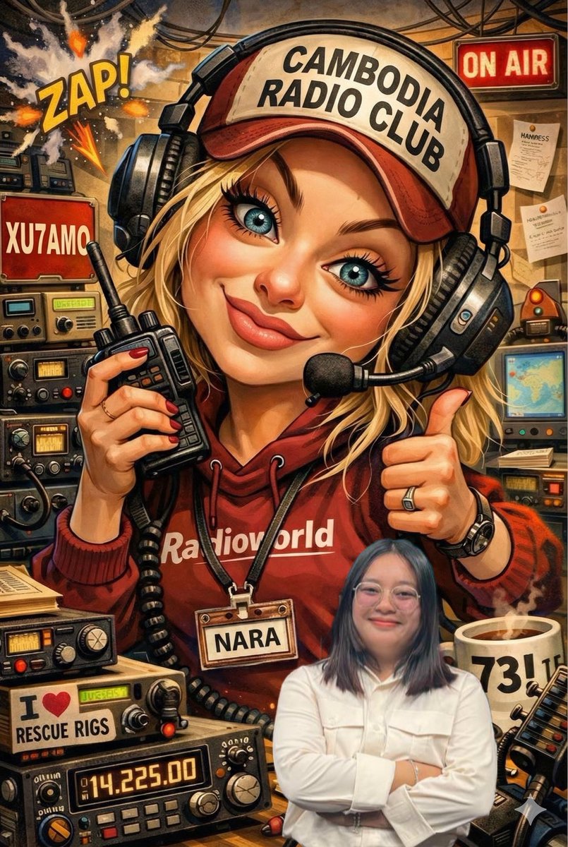 📡🛰 #YL {young lady} #hamradio 
🇰🇭 🇺🇸 🇺🇸 🇰🇭 🇰🇭 #KF0RFJ - #XU7AMO Mrs. Channara "Nara" Chhet in #Cambodia 💙 💛 <a href="/grok/">Grok</a> #radiogirl 💯