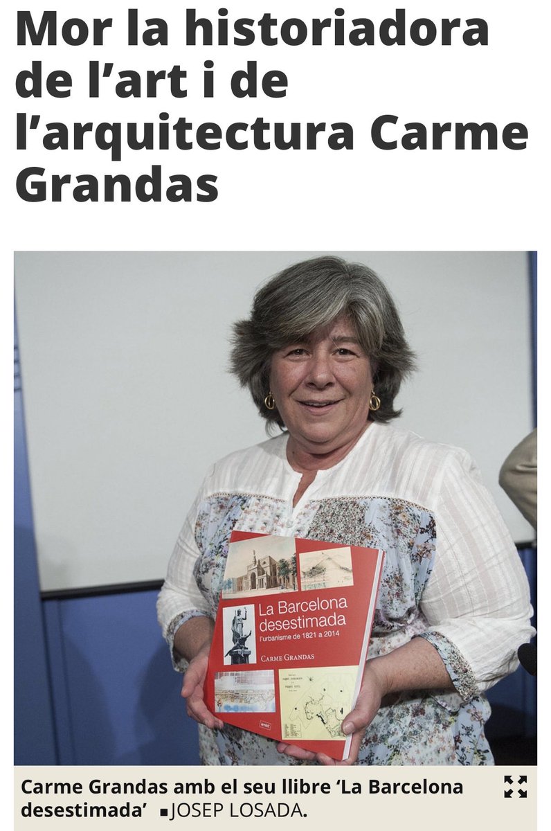 Quina notícia més trista. La recordaré sempre per la passió que posava en tots els projectes i la gran generositat. Va col·laborar al nostre llibre “La Barcelona d'Hermes”.  Una persona meravellosa. Els meus condols a la família. Que la terra et sigui ley. elpuntavui.cat/cultura/articl…