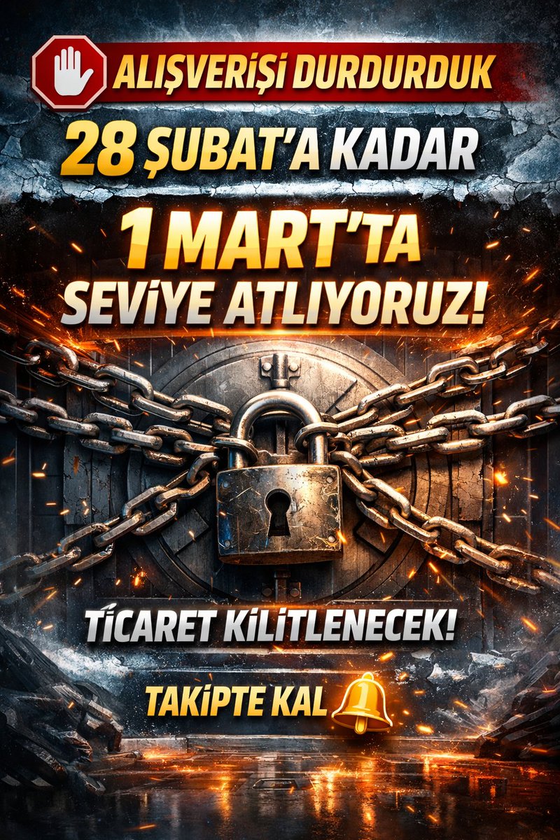 28 Şubat’a kadar alışverişi durdurduk.

1 Mart’ta seviye atlıyoruz.  

Türkiye'de ticaret kilitlenecek.  

Takipte kal <a href="/siviltepki/">Sivil Tepki</a>🔔