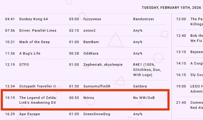 Running LADX at ESA next Tuesday filling in as a backup run, schedule with local timezone can be found here esamarathon.com/schedule/