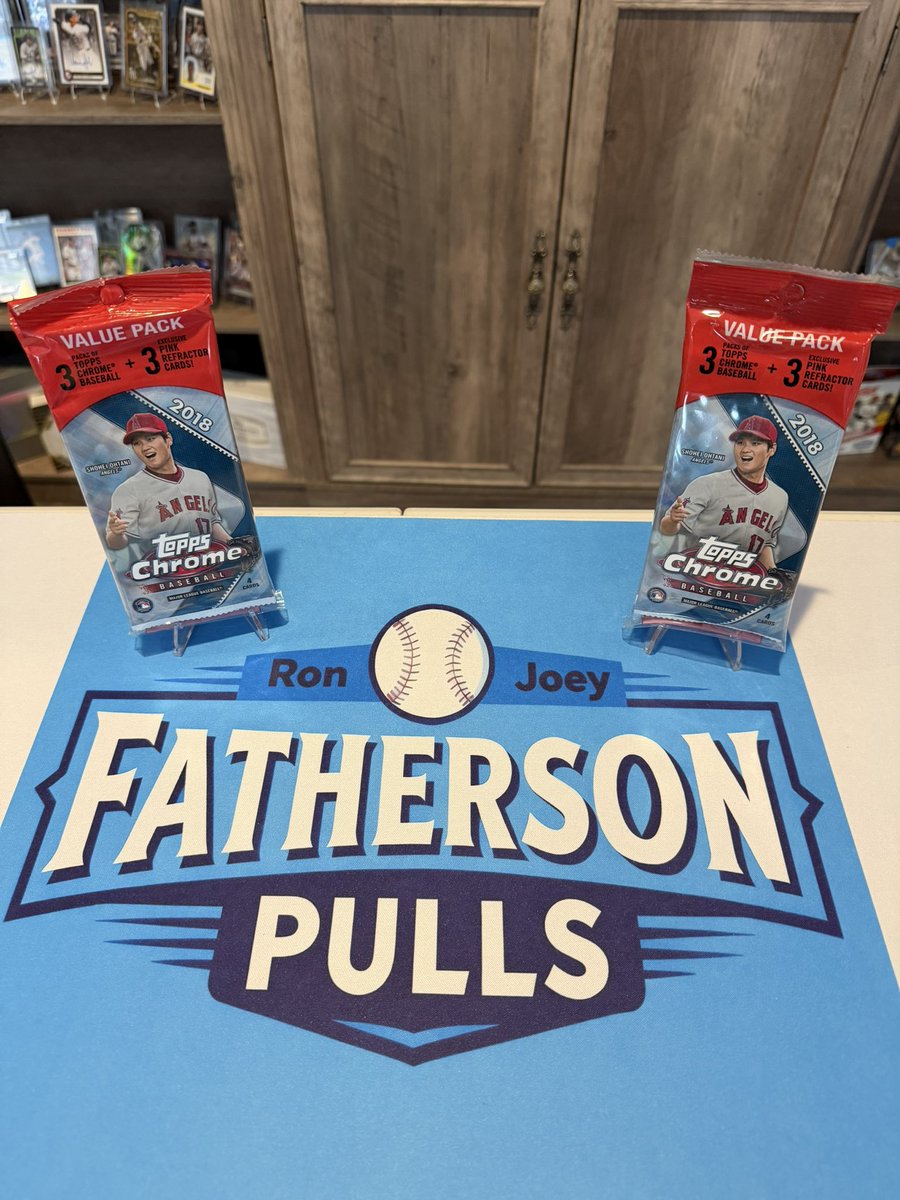 Two shots at something special tonight👀
2 value packs of 2018 Topps Chrome
Shohei Ohtani RC chase
Tiny chance at the Ohtani Pink Refractor RC

Do we rip both or are we crazy🤔

predictions:
🔥 Ohtani 
😅 No chance
💎 Pink refractor magic
<a href="/CardPurchaser/">Card Purchaser</a> <a href="/davisdugout/">Davis’ Dugout</a> <a href="/RonFerrante/">Ron Ferrante</a>