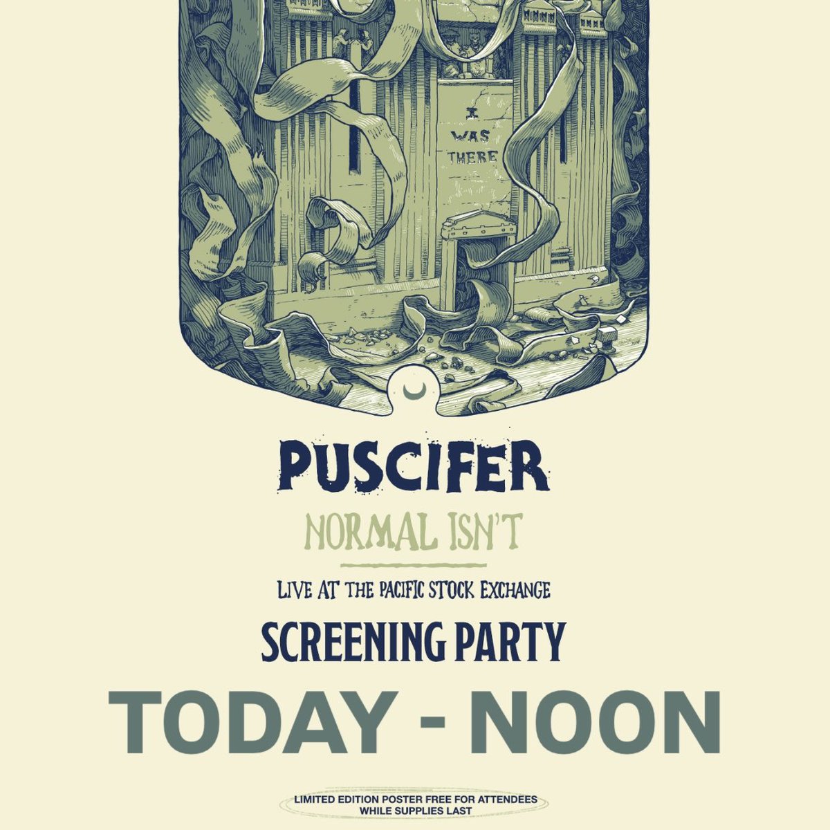 Puscifer - Normal Isn’t 

Join us at noon for a special early screening of Normal Isn’t - Live At The Pacific Stock Exchange in conjunction with the studio album’s release!

We’ll have exclusive posters and a special giveaway item.