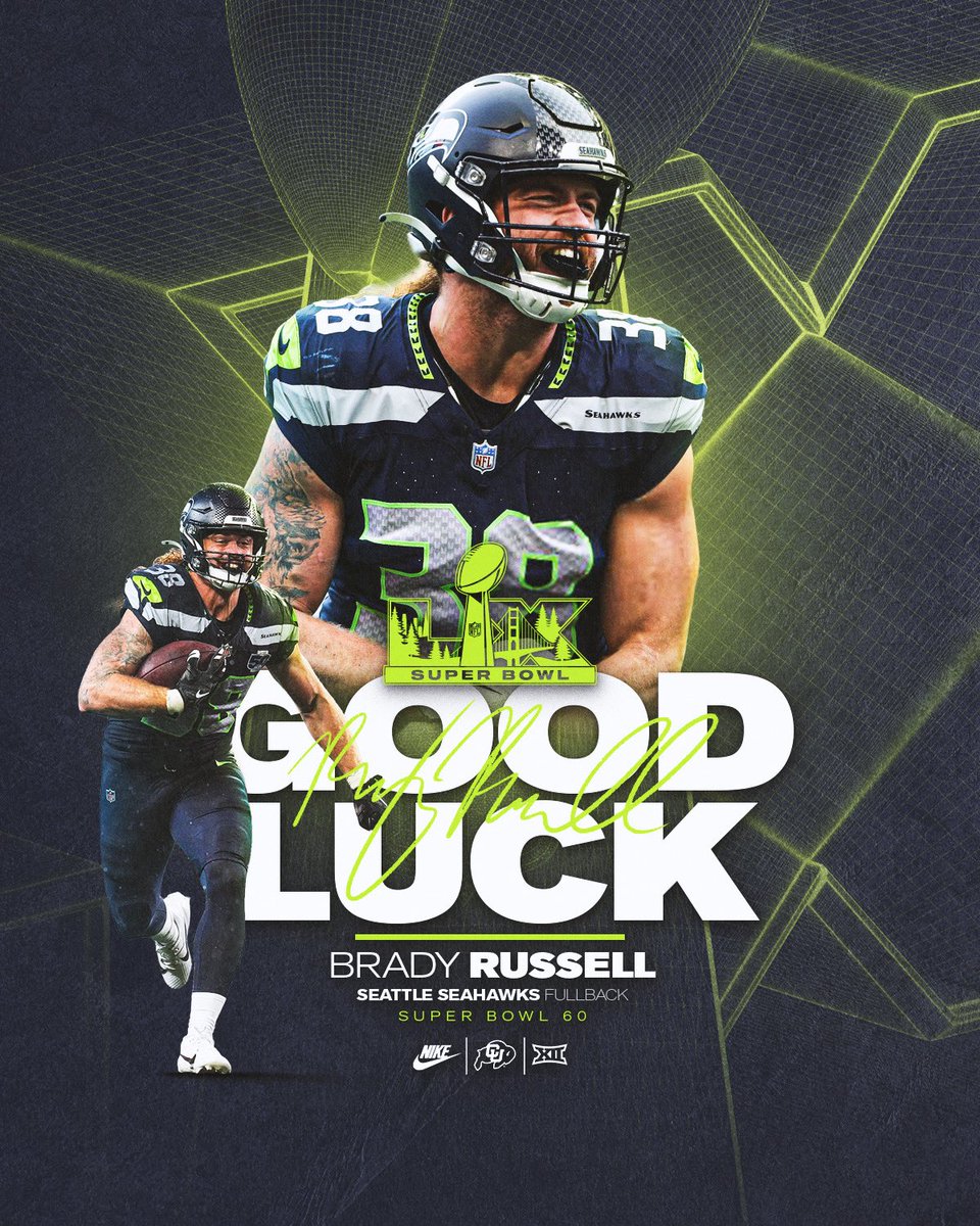 CUBuffsFootball's tweet photo. Showtime! 🏆
Good luck to Brady Russell at Super Bowl LX!
@Brady_Russell x #ProBuffs https://t.co/uImUyPYxsi
