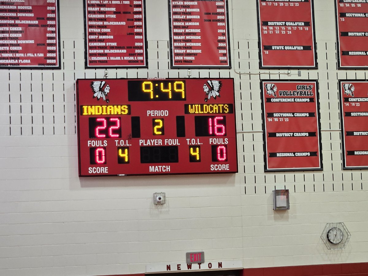 Varsity girls halftime score from Newton.