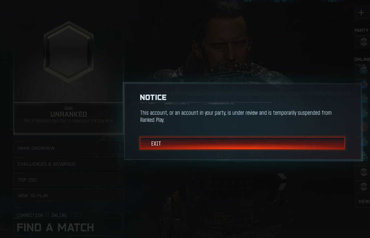LDelayL_'s tweet photo. didn't even play one game and im ranked restricted????? Fuck this game https://t.co/f3mAdadKH1