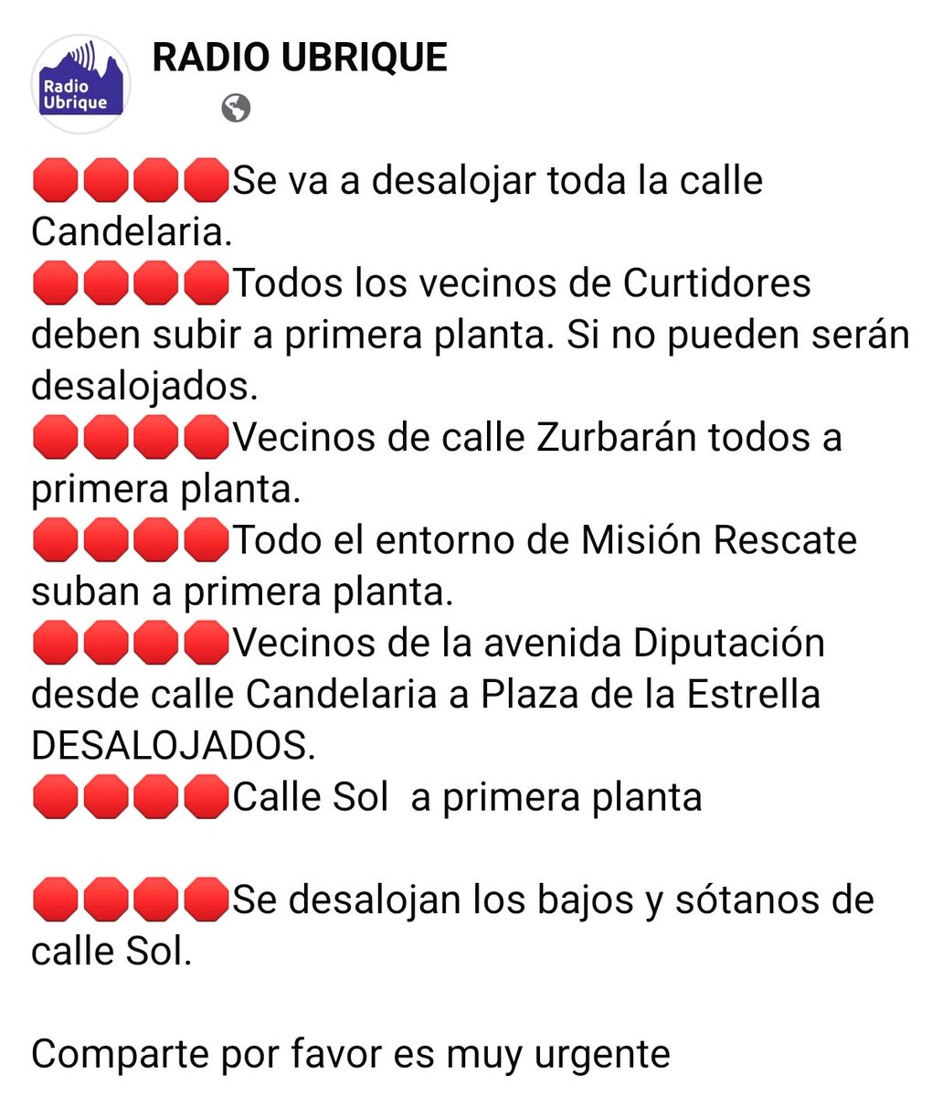 Situación extrema en UBRIQUE.
Por favor, comparte.