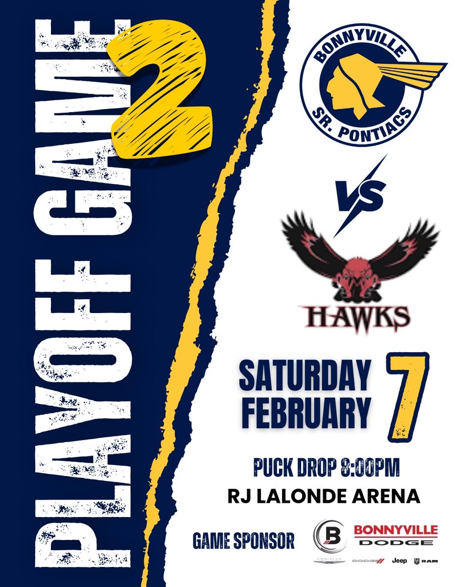 BonnSrPontiacs's tweet photo. Back home for Game 2 tonight. Hawks lead the series 1-0. Puck drop 8:00 #goyaksgo https://t.co/WbXyhrrxhm