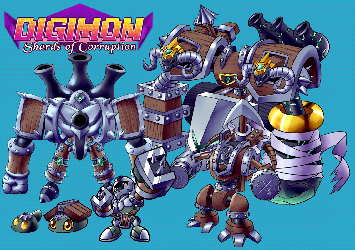 Umbomon, Sowmon, Brakermon, Arcuballistamon, Bombardmon, Siegemon

KingChessmon commissioned the creation of these Automatons and equipped with them with shards from the Obelisk that radiates Anti-Magic Energies.

Witchelny was completely caught off guard.

Art by <a href="/arkadarkartist/">Pablo Arkarioss ~COMMISSIONS OPEN~</a>